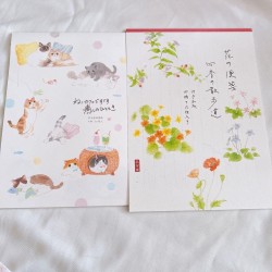 Iyo Washi Letter Pad Set with Cat Cafe & Flower Stationery