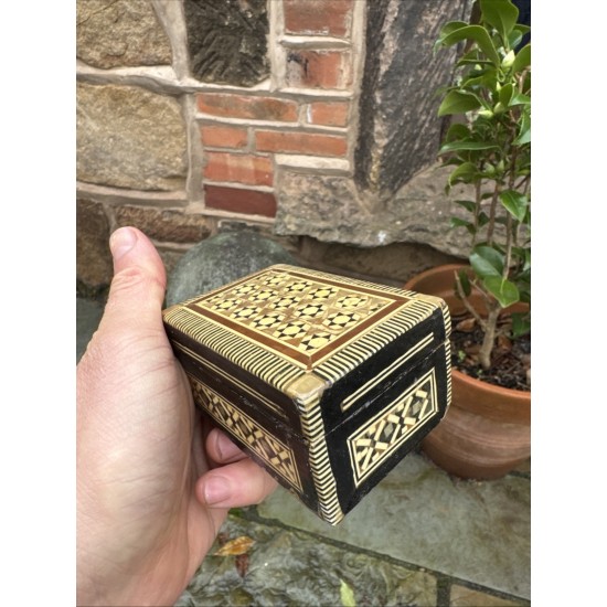 Trinket Box Wooden Storage Chest Stationery Jewellery Inlaid Detail