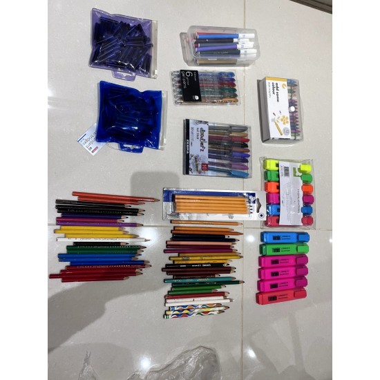 stationery job lot bundle highlighters coloured pencils gel pens ink cartridges