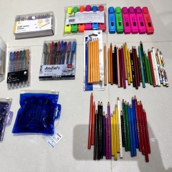 stationery job lot bundle highlighters coloured pencils gel pens ink cartridges