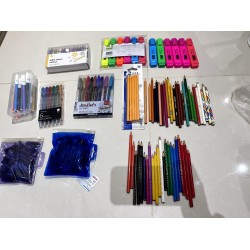 stationery job lot bundle highlighters coloured pencils gel pens ink cartridges