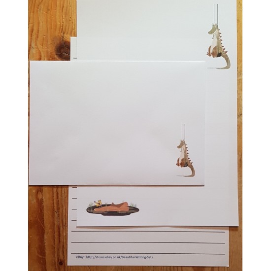 Crocodile on Swing Letter Writing Paper & Envelopes Stationery Set