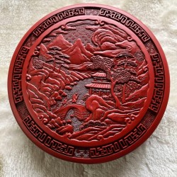 Red Lacquerware Stationery Set Ink Stone Suzuri Sumi Grinder Shodo Shuji