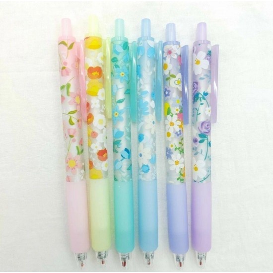 E317 Ballpoint Pens, Set of 6, Writing Instruments, Stationery, Black Pens, Flor