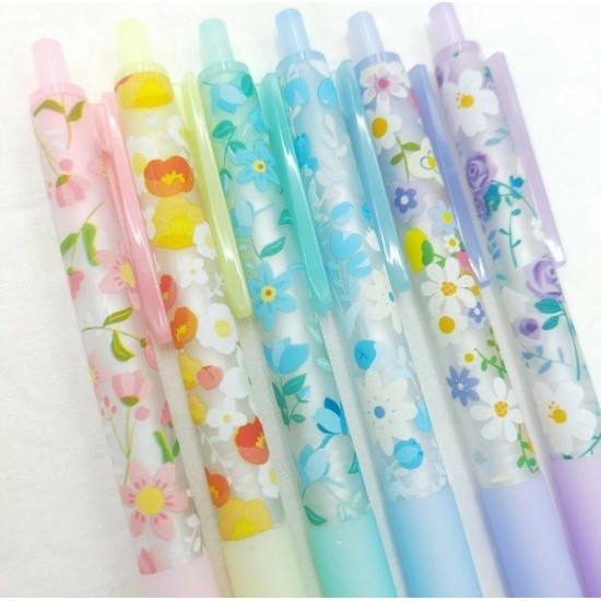 E317 Ballpoint Pens, Set of 6, Writing Instruments, Stationery, Black Pens, Flor